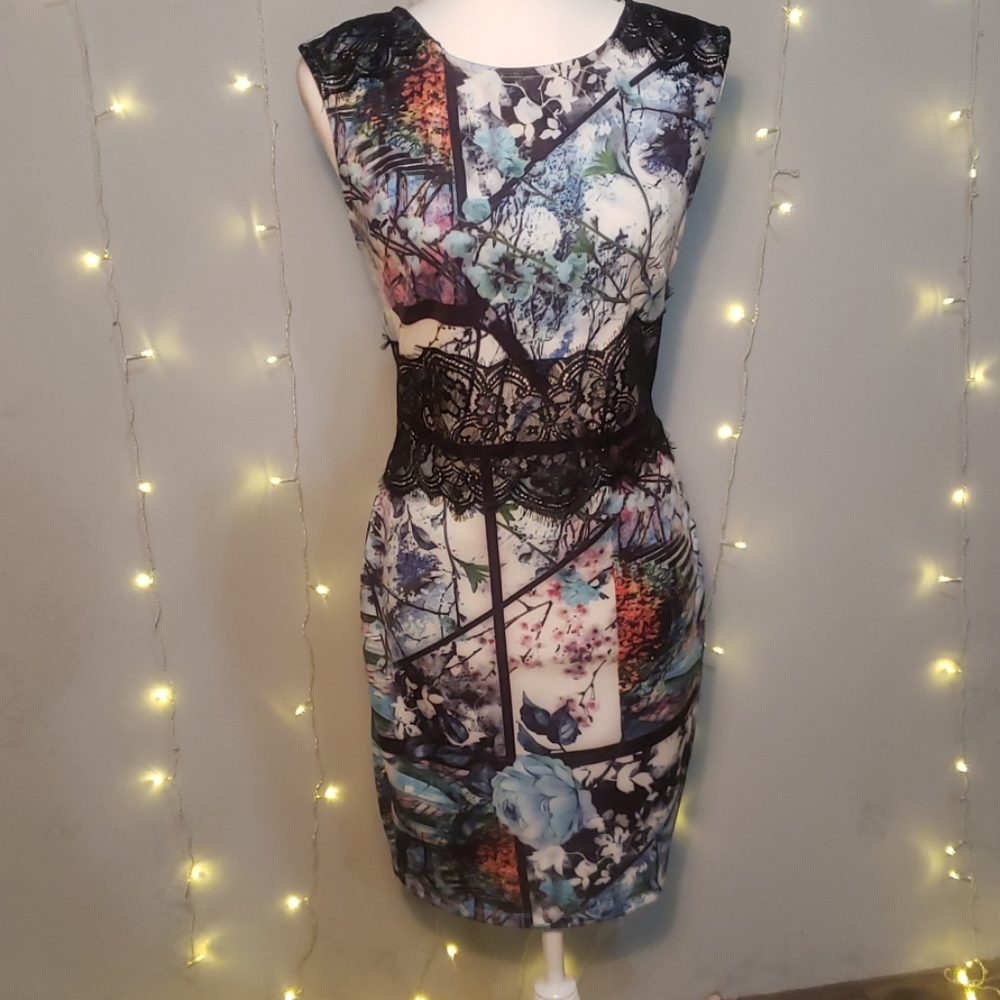 Venus nature scene floral vibrant colorful dress M